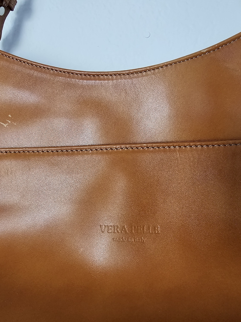 Vera Pelle Cognac Leather Hobo Bag - Picture 3 of 13